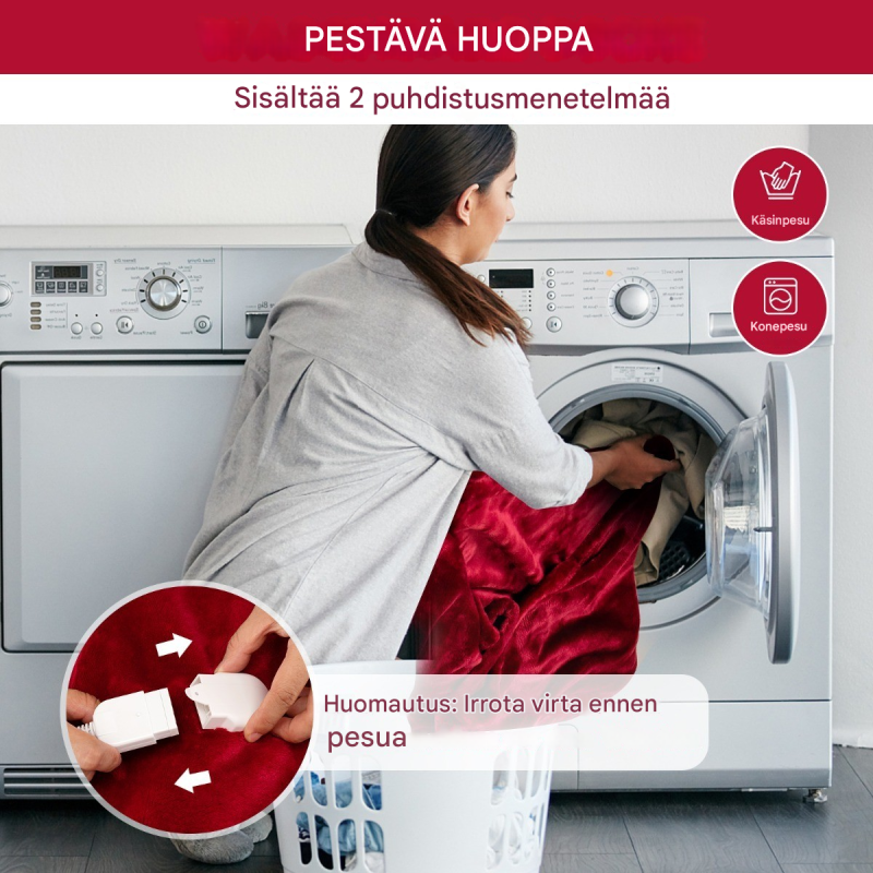 Sähköinen lämpöpeitto 9 lämmitystasoa punainen flanelli