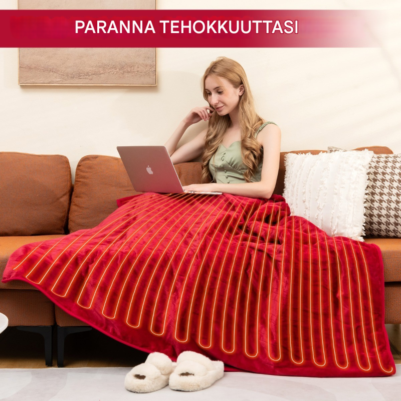 Sähköinen lämpöpeitto 9 lämmitystasoa punainen flanelli