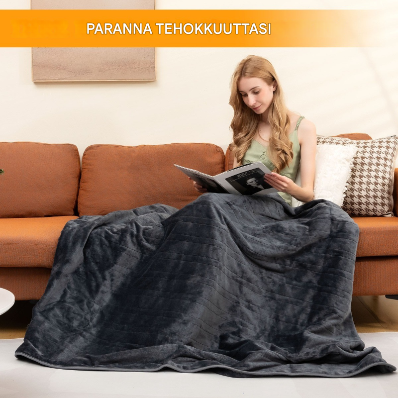 Sähköinen harmaa flanellilämpöpeitto 9 lämmitystasolla