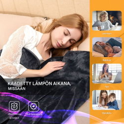 Sähköinen harmaa flanellilämpöpeitto 9 lämmitystasolla