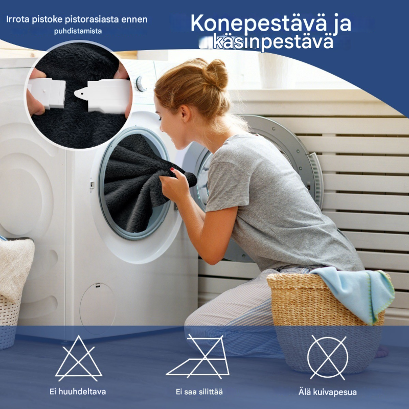 Harmaa lämmitettävä viltti 9 lämpötilaa 163x128 cm