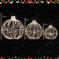 Kolmen kultaisen LED-valopallon setti juhlavalaisuun