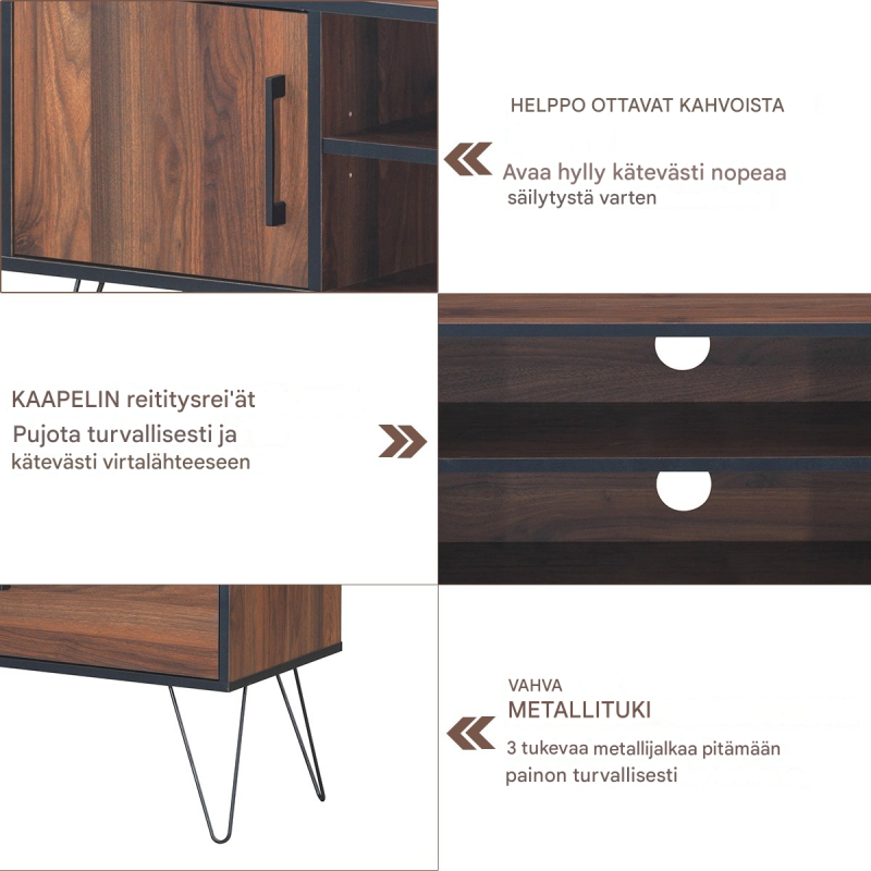 Tv-kaappi ruskea 60 tuumaa säädettävät hyllyt säilytystila