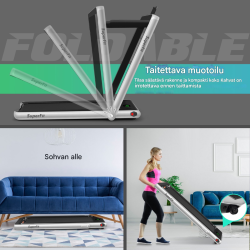 2-in-1 taitettava juoksumatto, hiljainen moottori, hopea