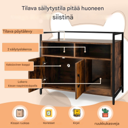 Kaksiosainen kissakaappi raapimisalustalla ja tuuletusaukoilla, kahvi