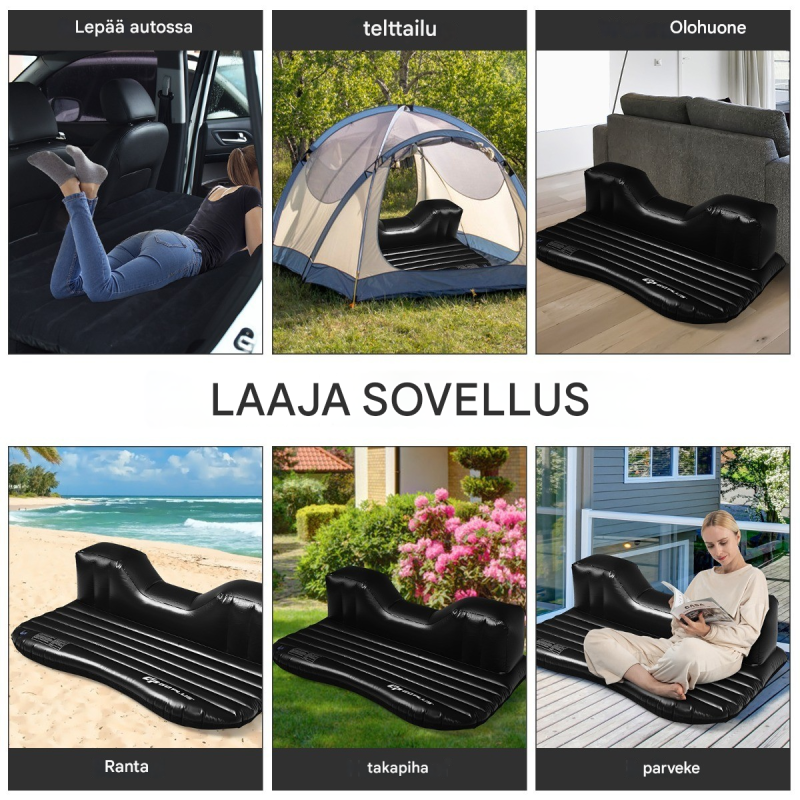 Universaali musta ilmapatja autoon sähköpumpulla 142x91x48cm