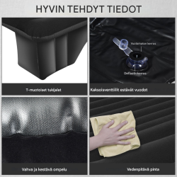 Universaali musta ilmapatja autoon sähköpumpulla 142x91x48cm