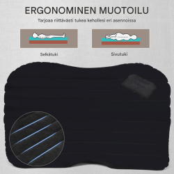 Universaali musta ilmapatja autoon sähköpumpulla 142x91x48cm