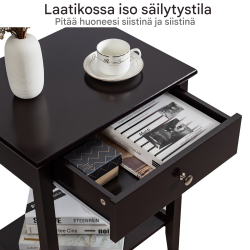 Kaksitasoinen puinen yöpöytä ruskea olohuoneeseen