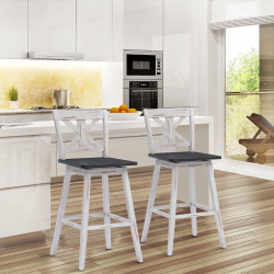 Kääntyvä valkoinen vintage baarijakkara 2 kpl setti