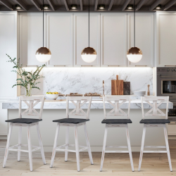 Kääntyvä valkoinen vintage baarijakkara 2 kpl setti