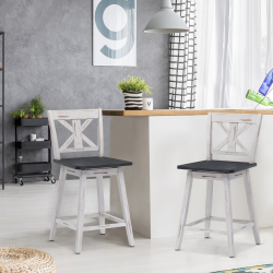 Kaksi valkoista vintage-baarijakkaraa kääntyvä ja ergonominen