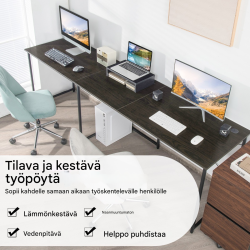 Käännettävä kulmatyöpöytä ja kirjoituspöytä näyttötelineellä musta