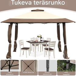 Suuri ruskea tapahtumateltta 4x4 m säädettävällä katolla