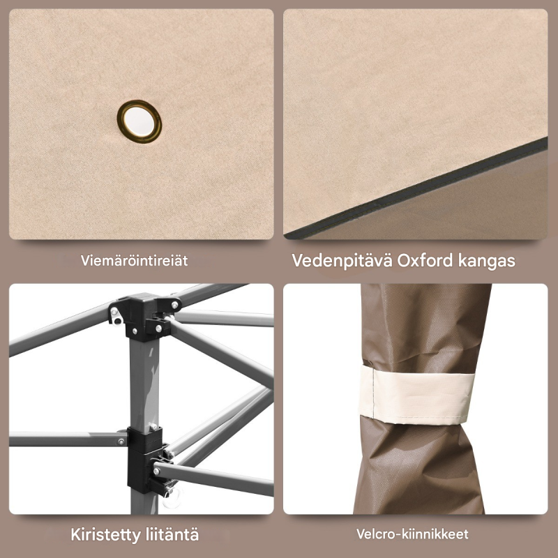 Suuri ruskea tapahtumateltta 4x4 m säädettävällä katolla