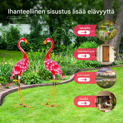Kaksiosainen vaaleanpunainen flamingo-patsas puutarhaan ja sisätiloihin