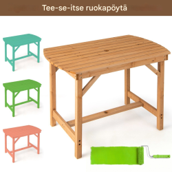 Tukeva puinen ulkopöytä 4-6 hengelle, luonnonväri