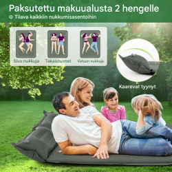 Itsetäyttyvä vihreä retkipatja kahdelle, vedenpitävä ja ergonominen
