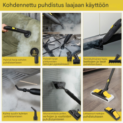 Monikäyttöinen keltainen höyrypuhdistin 2000W pyörillä