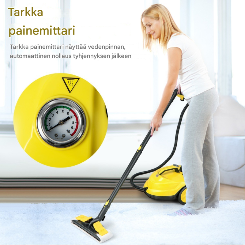 Monikäyttöinen keltainen höyrypuhdistin 2000W pyörillä