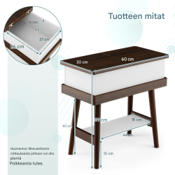 Kokoontaitettava sohvapöytä, ruskea, piilotettu säilytystila, minimalistinen muotoilu
