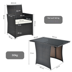 Kolmen osan ruskea patio-bistrosetti tilaa säästävä muotoilu