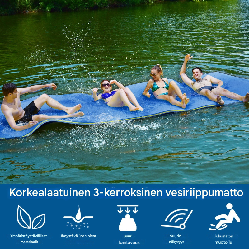 Kelluva sininen vesimatto, kestävä XPE-vaahto, 355x183 cm