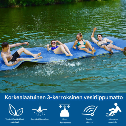 Kelluva oranssi vesimatto, repeämätön XPE-vaahto, 355x183 cm