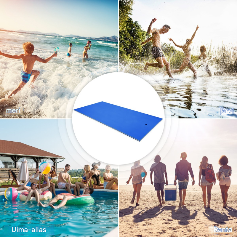 Kelluva oranssi vesimatto, repeämätön XPE-vaahto, 355x183 cm