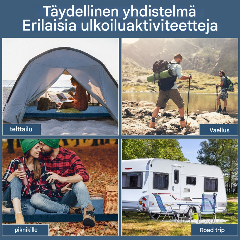 Sininen memory-vaahtomuovi makuualusta retkeilyyn ja ulkoiluun