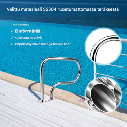 Ruostumaton teräs uima-altaan käsijohde kaarevalla muotoilulla