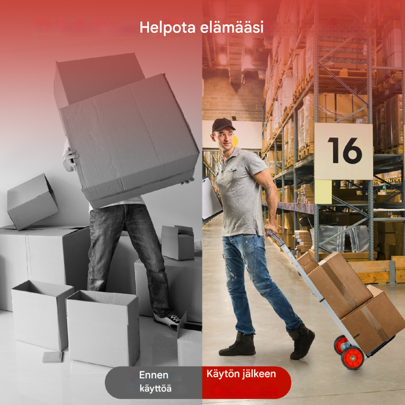 Hopea kokoontaitettava käsikärry teleskooppikahvalla ja kestävillä pyörillä