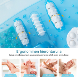 Sininen jalkahierontalaite pedikyyri-kivellä ja automaattisella sammutuksella