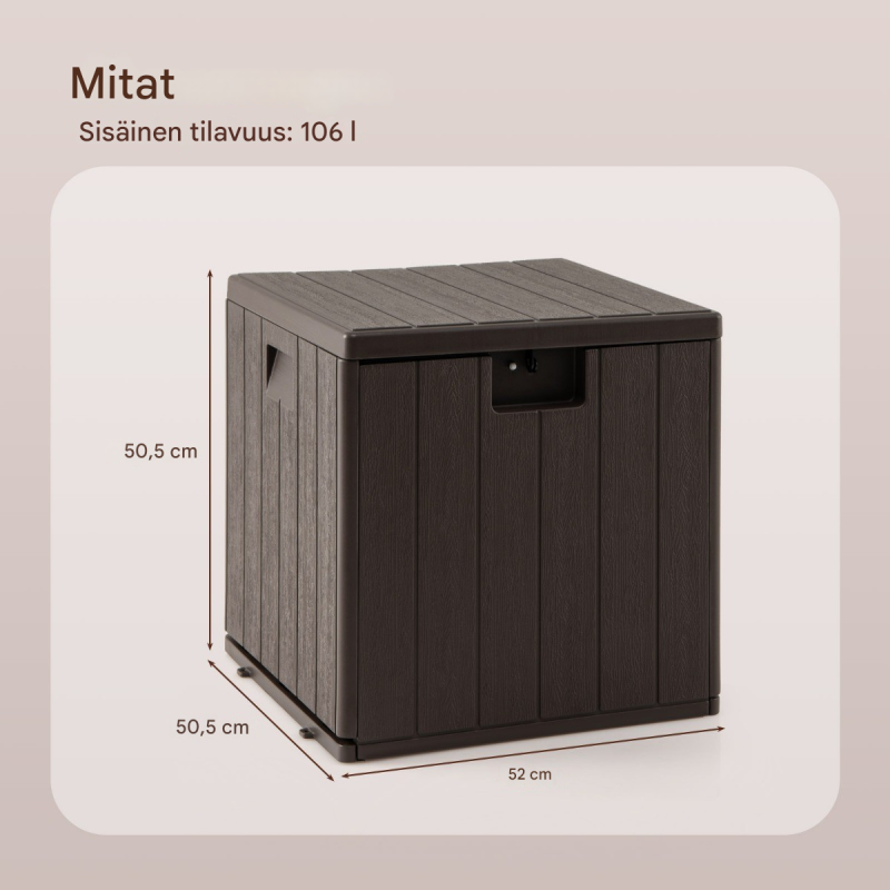 Säänkestävä lukittava puutarhalaatikko 106L ruskea HDPE