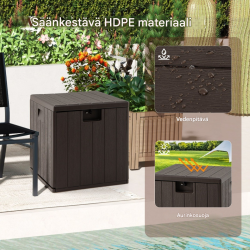 Säänkestävä lukittava puutarhalaatikko 106L ruskea HDPE