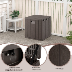 Säänkestävä lukittava puutarhalaatikko 106L ruskea HDPE