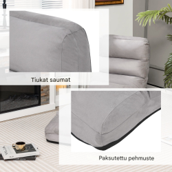 Harmaa säädettävä lattiasohva teräsrungolla ja pehmusteilla Harmaa säädettävä lattiasohva teräsrungolla ja pehmusteilla