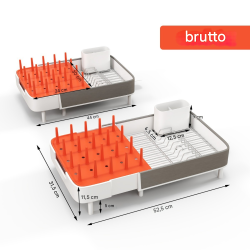 Säädettävä valkoinen astiateline irrotettavalla aterintelineellä