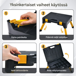Monikäyttöinen taitettava jakkara työkalupakki punaruskea