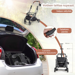 3-in-1 harmaa lemmikkikärry, vedenpitävä ja säädettävä teleskooppikahva