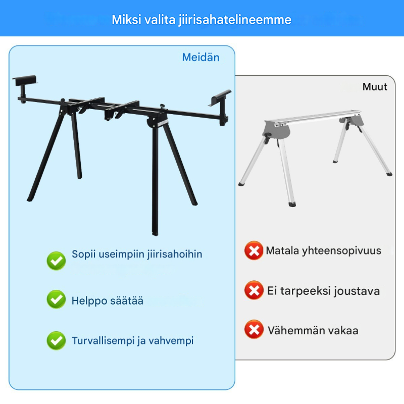 Taitettava universaali työvälineteline musta säädettävällä korkeudella