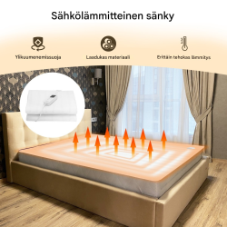 Lämmitettävä patjansuojus kaukosäätimellä ja ajastimella, valkoinen
