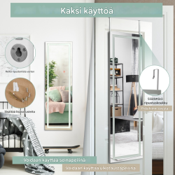 Valkoinen 2-in-1 kokovartalopeili säädettävällä LED-valaistuksella