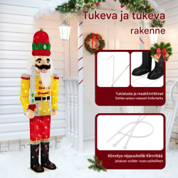 Valaistu elävä tinasotilas 166 cm jouluvaloilla