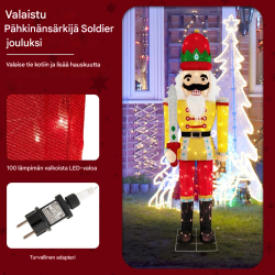 Valaistu elävä tinasotilas 166 cm jouluvaloilla