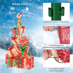 Valaistu lahjapakkaussetti 15-osainen, värikäs joulukoriste