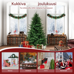 Keinotekoinen vihreä joulukuusi 183 cm, 280 LED-valoa