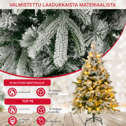 136 cm luminen tekokuusi lämpimillä LED-valoilla, vihreä ja valkoinen