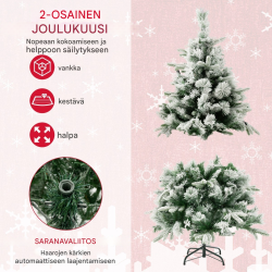 136 cm luminen tekokuusi lämpimillä LED-valoilla, vihreä ja valkoinen