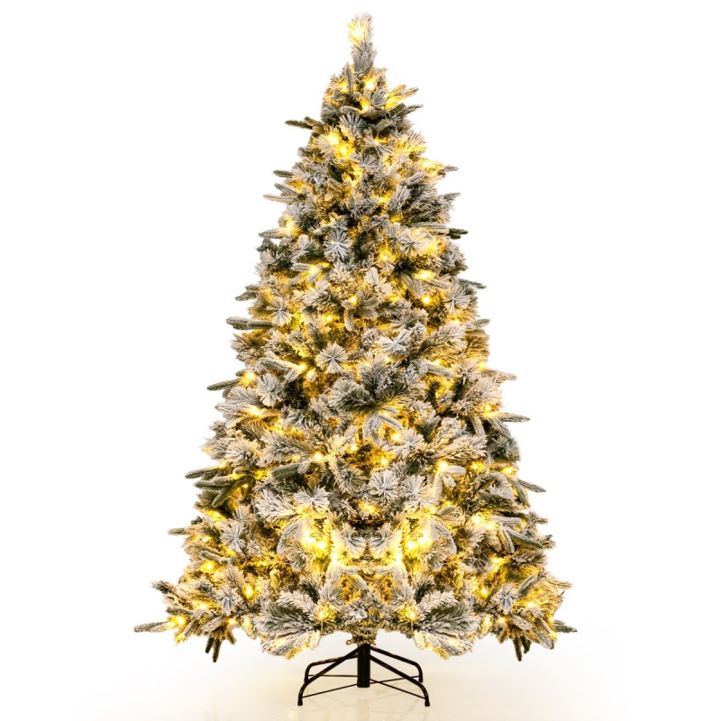 Keinotekoinen joulukuusi 180 cm lumiefektillä ja LED-valoilla